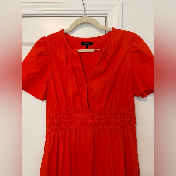 Quince 100% Organic Cotton Poplin Tiered Maxi Dress Vermilion Red - Picture 5 of 10